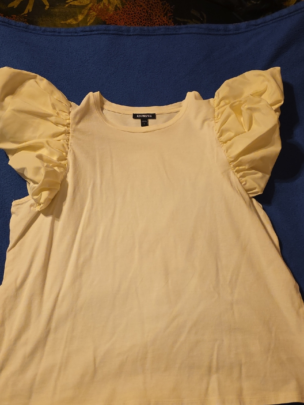 Express Ivory Ruffle Sleeve Tank Top